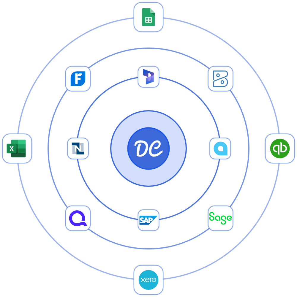 DocuClipper integrations — connects with QuickBooks, Xero, Excel, SAP, Sage, and more