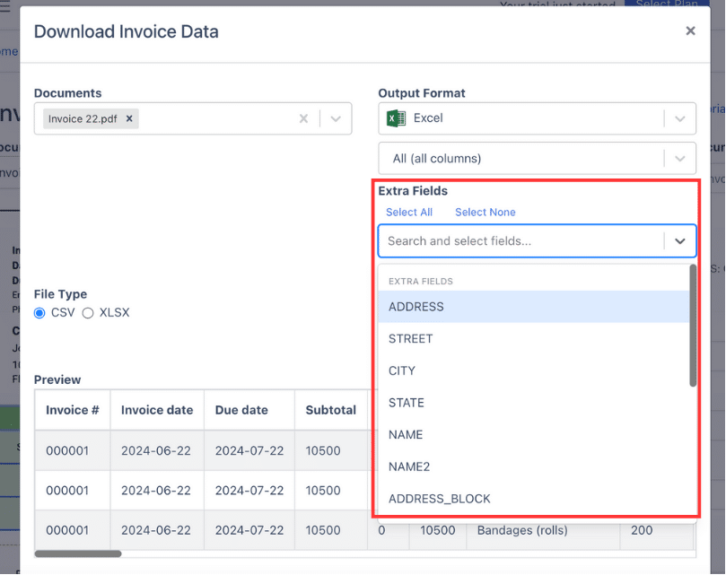 Add or modify fields of the invoice