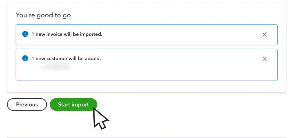 Click on start import