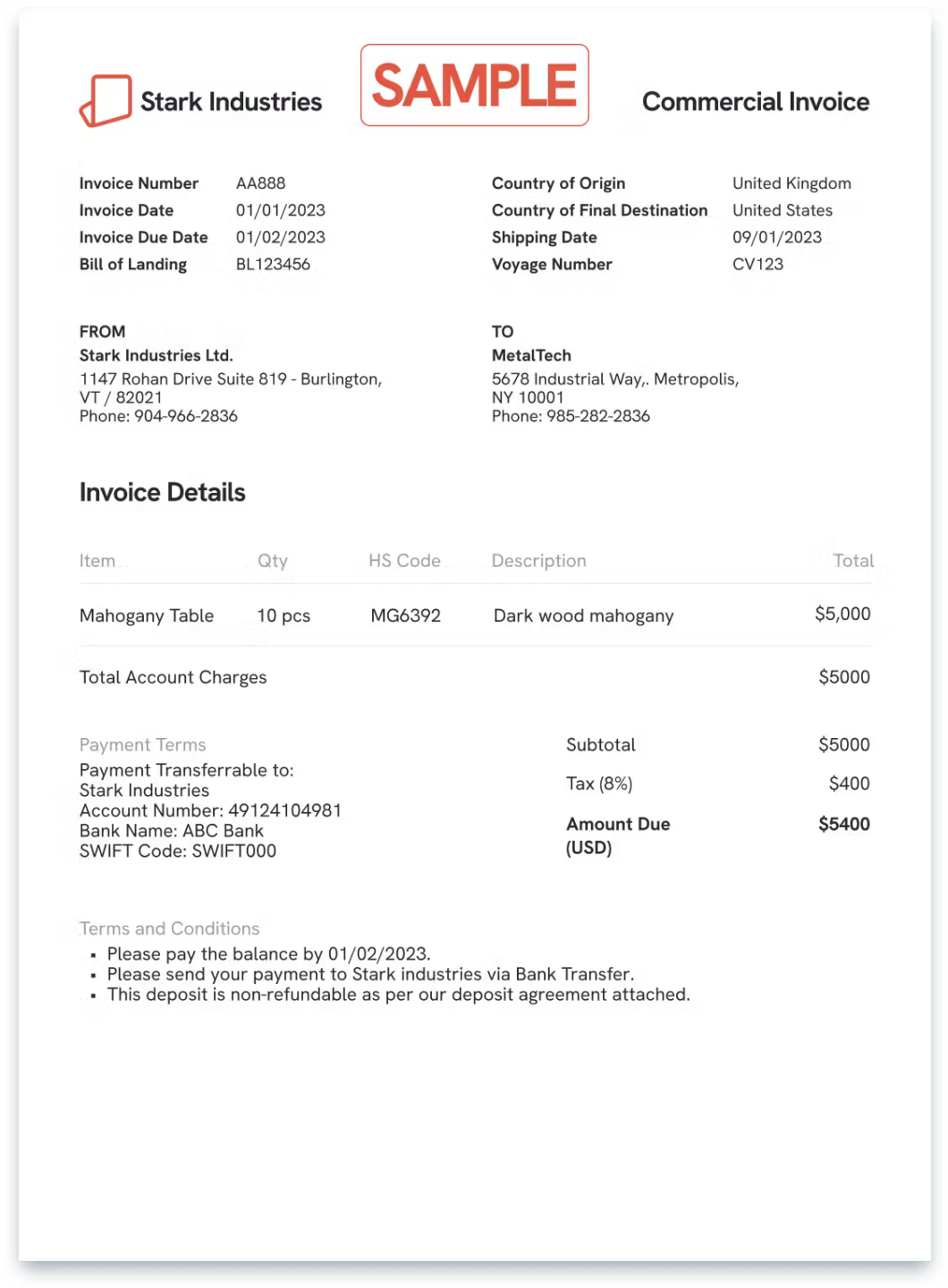 Commercial Invoice