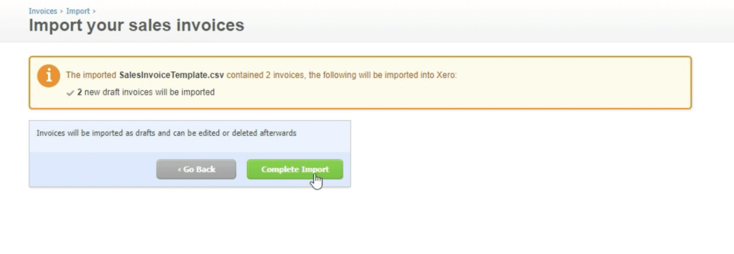 Confirm the CSV Import for Xero and Resolve Errors