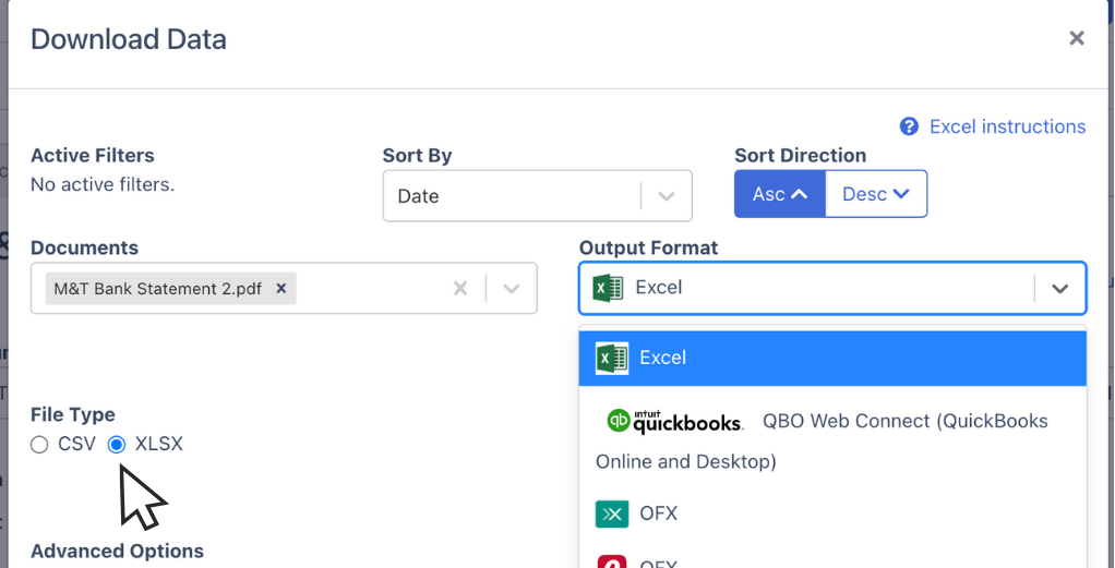 Convert M&T bank statement to Excel