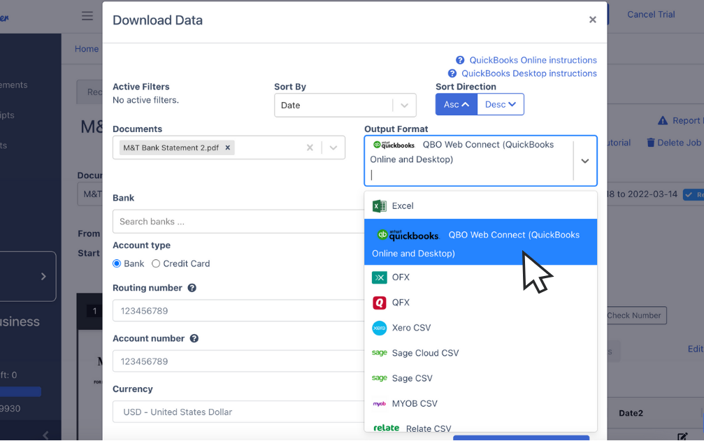 Convert M&T bank statement to QBO