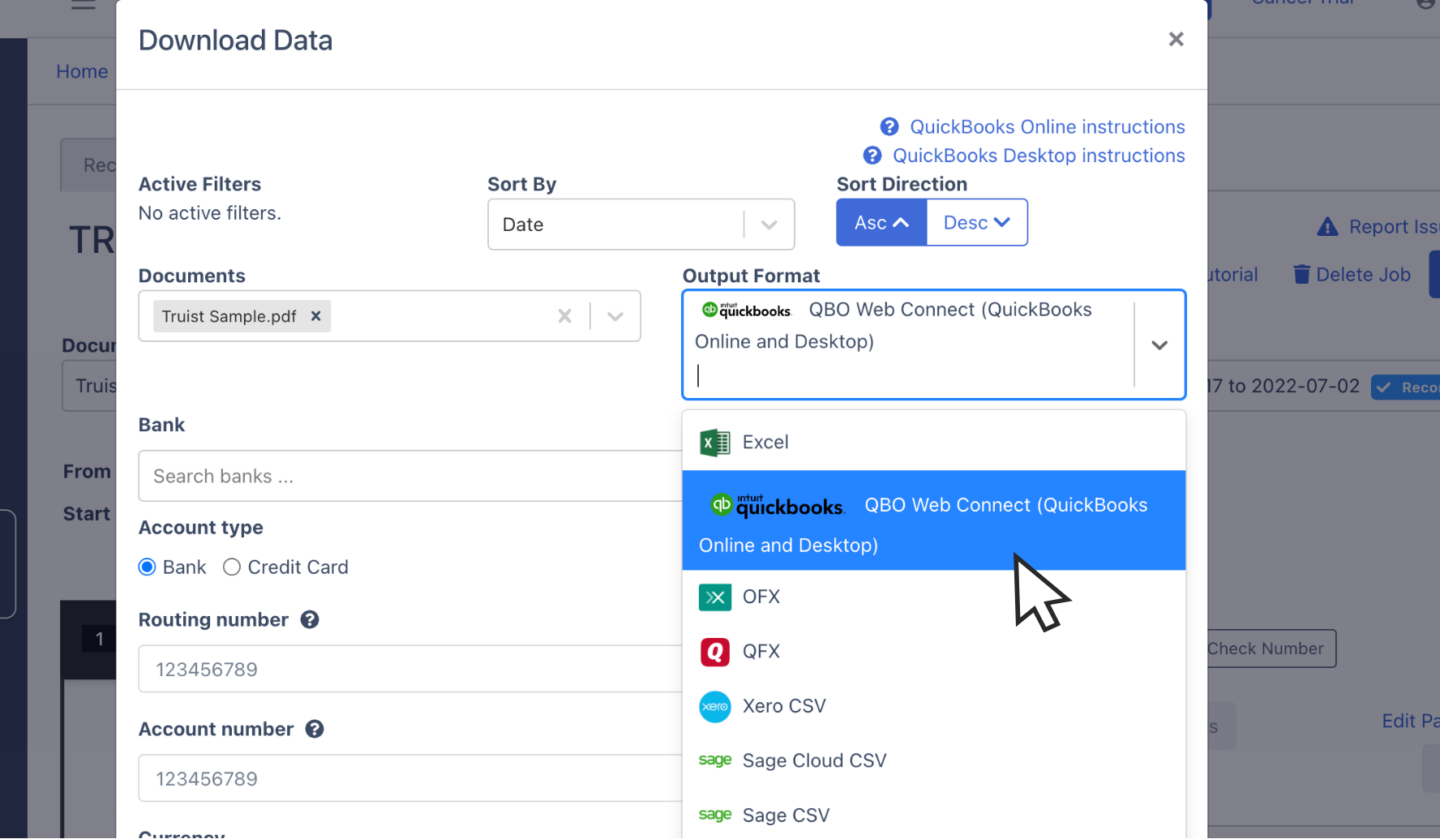 Convert PDF Statement to QBO