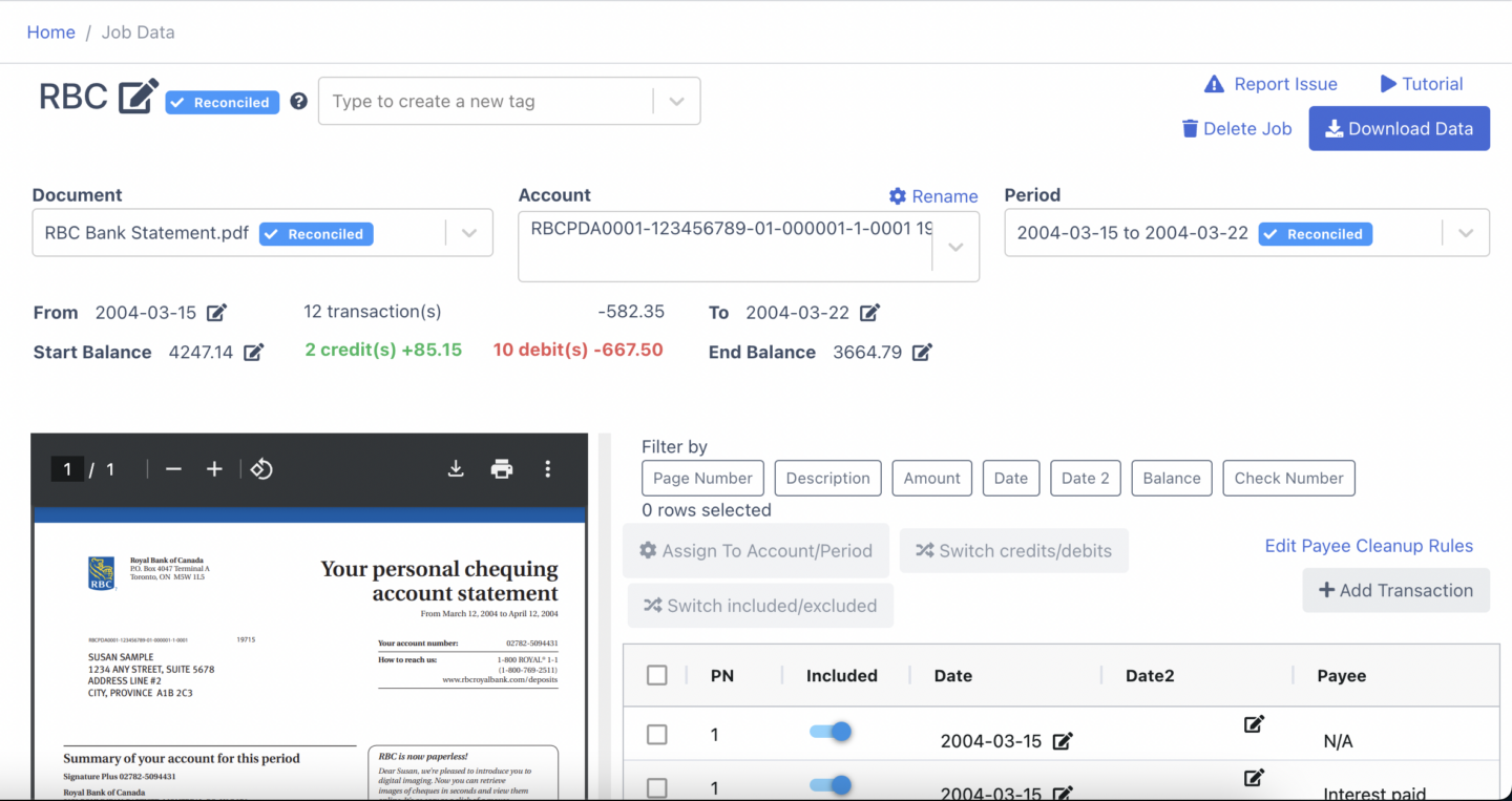 DocuClipper Bank Statement OCR