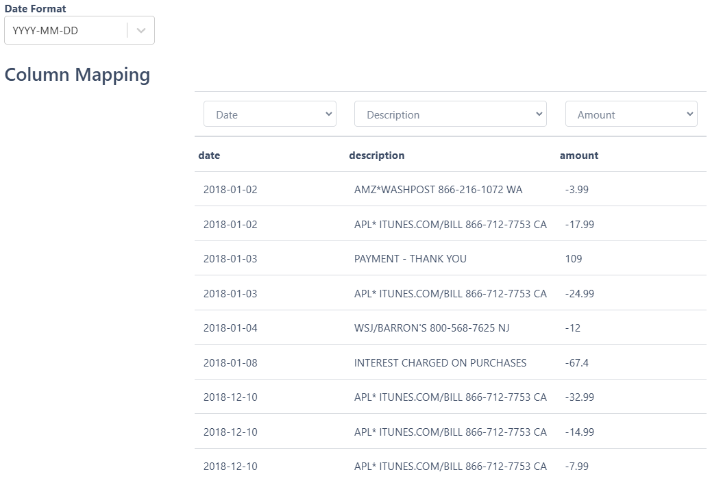 DocuClipper Column Mapping