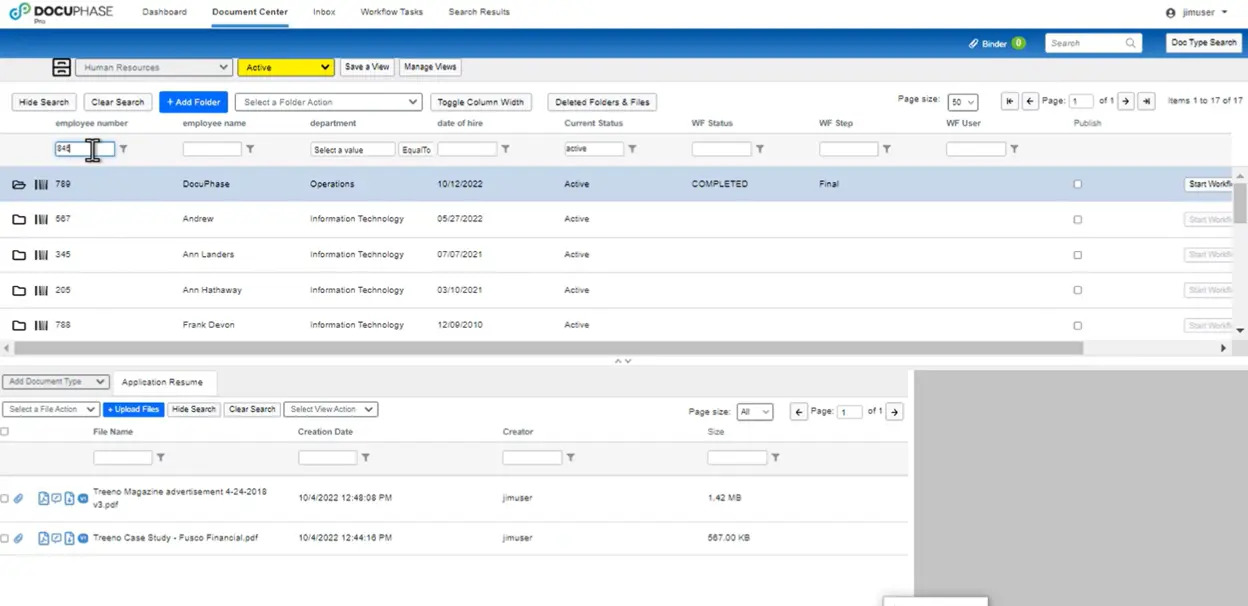 Docuphase interface