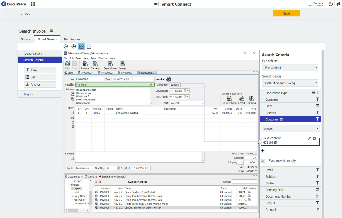 Docuware invoicing interface