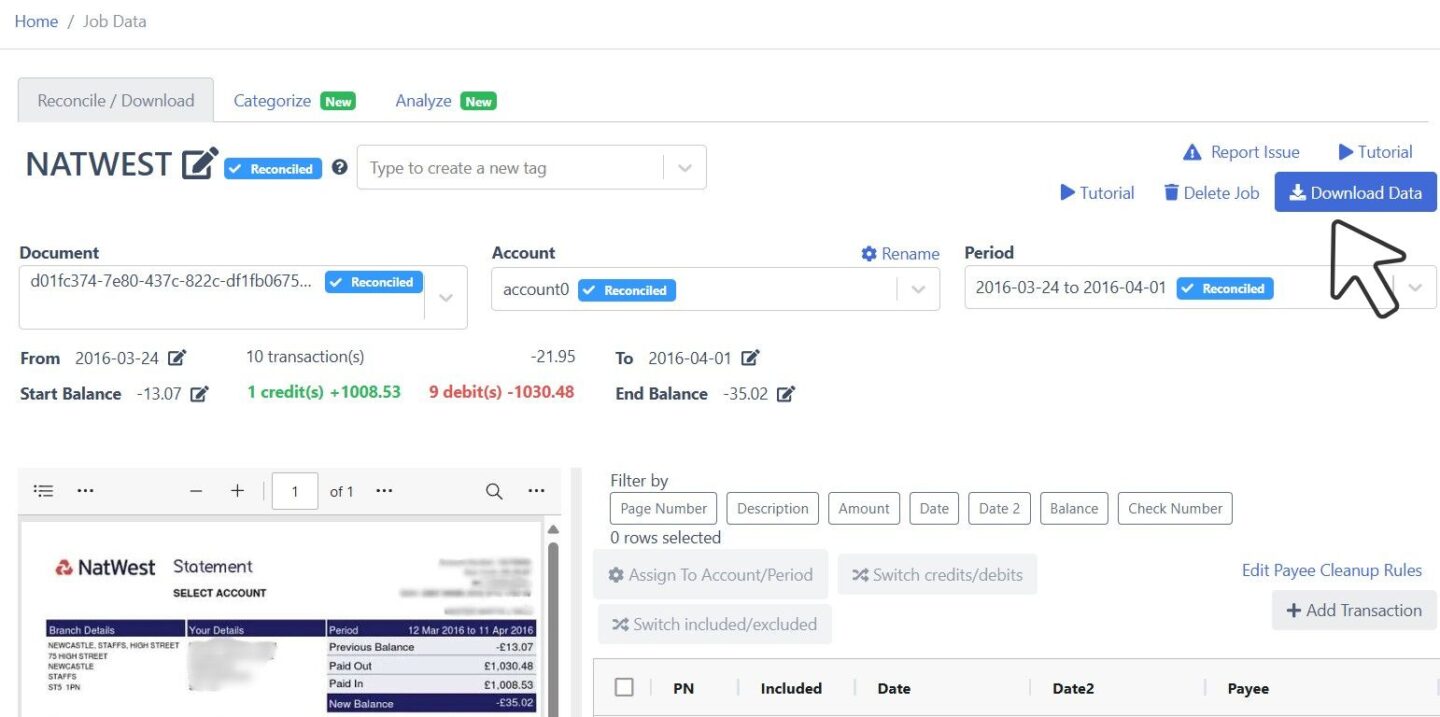 Download Natwest Bank data