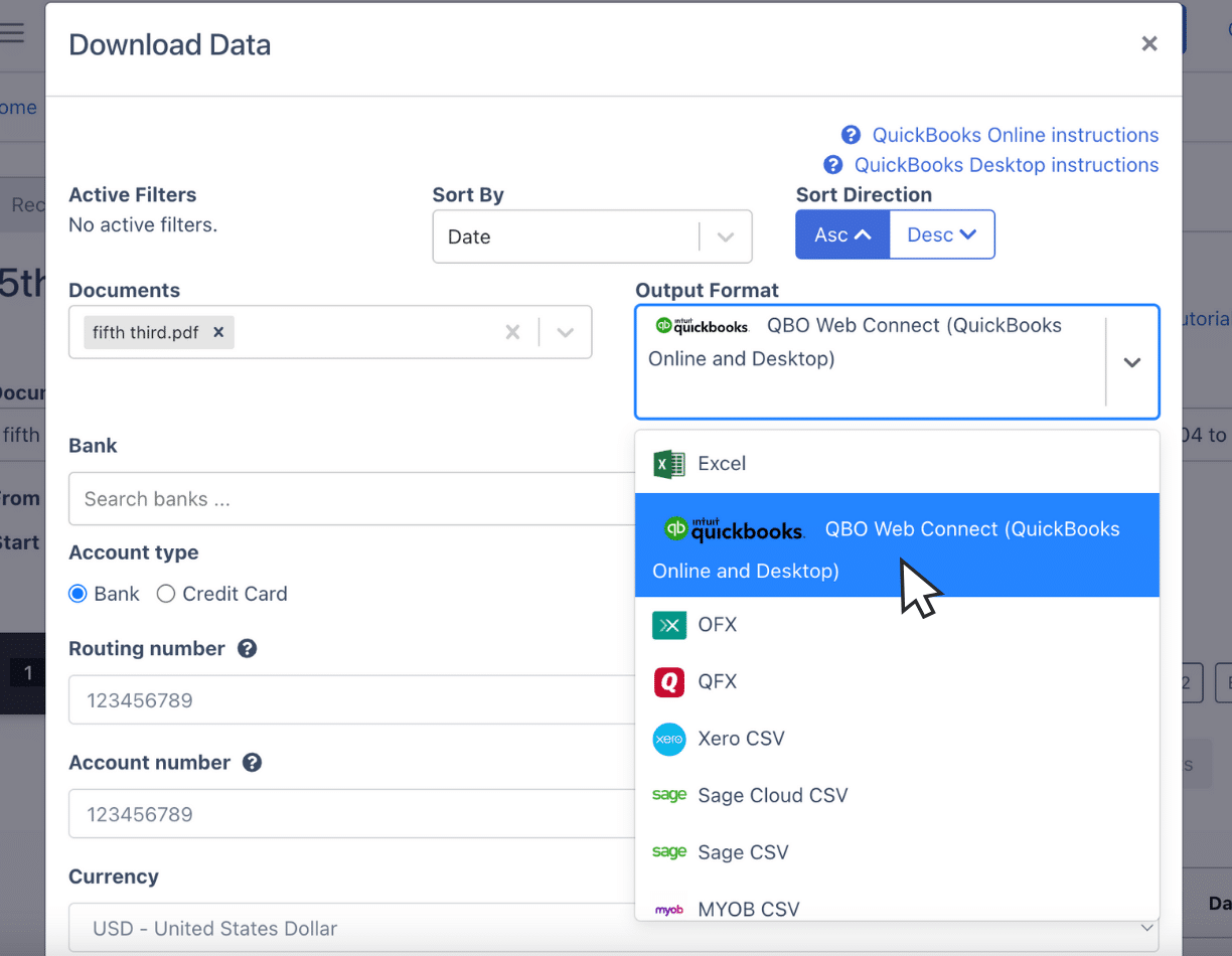 Download fifth third bank statement as QBO