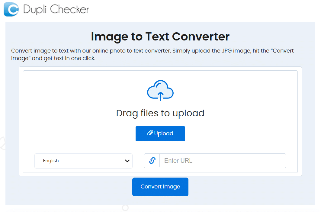 Duplichecker image to text