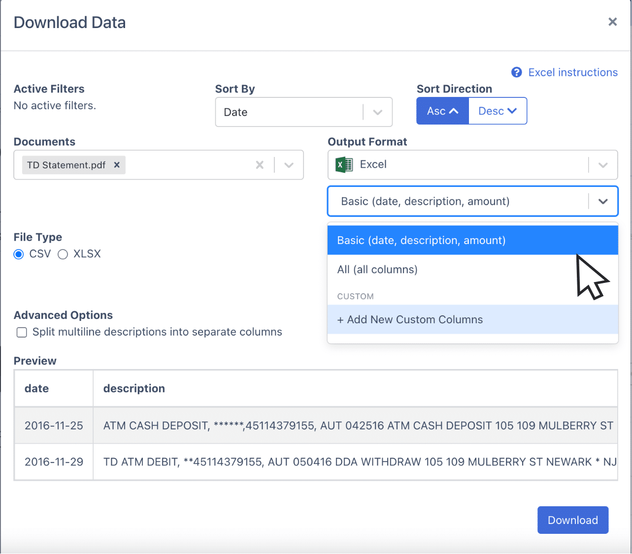 Editing Columns Output