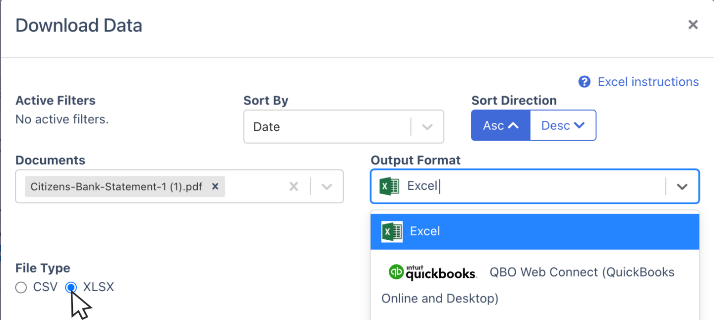 Export Citizens Bank Statement to Excel