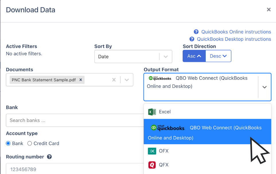 Export PNC Bank Statement to QBO