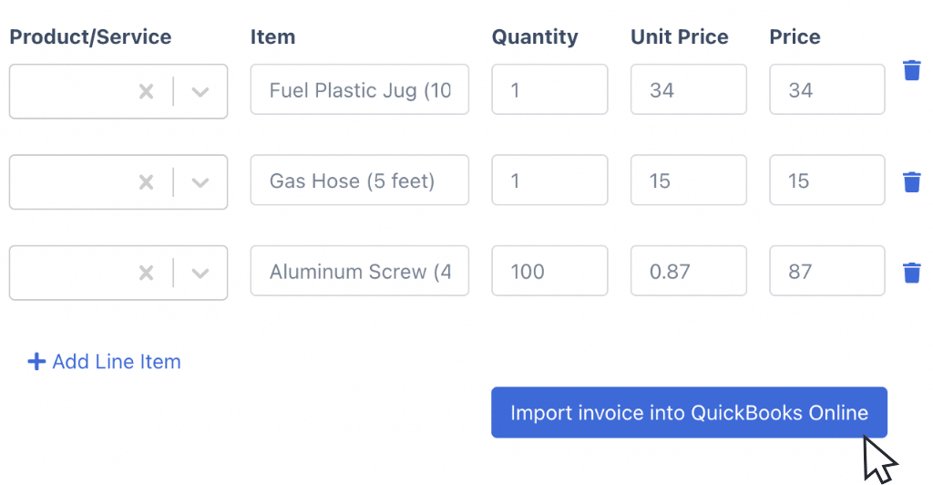 Import Invoice to QuickBooks online