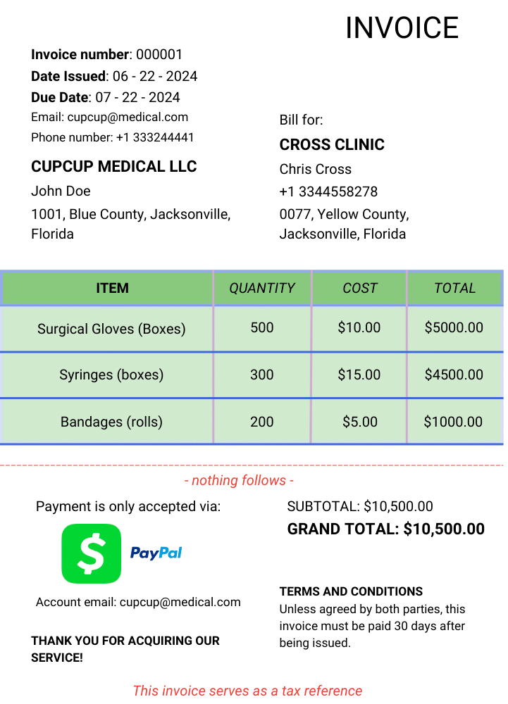 Invoice Example