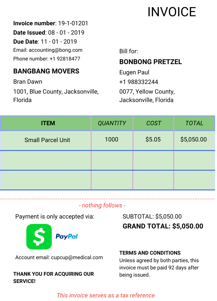 Invoice Examples