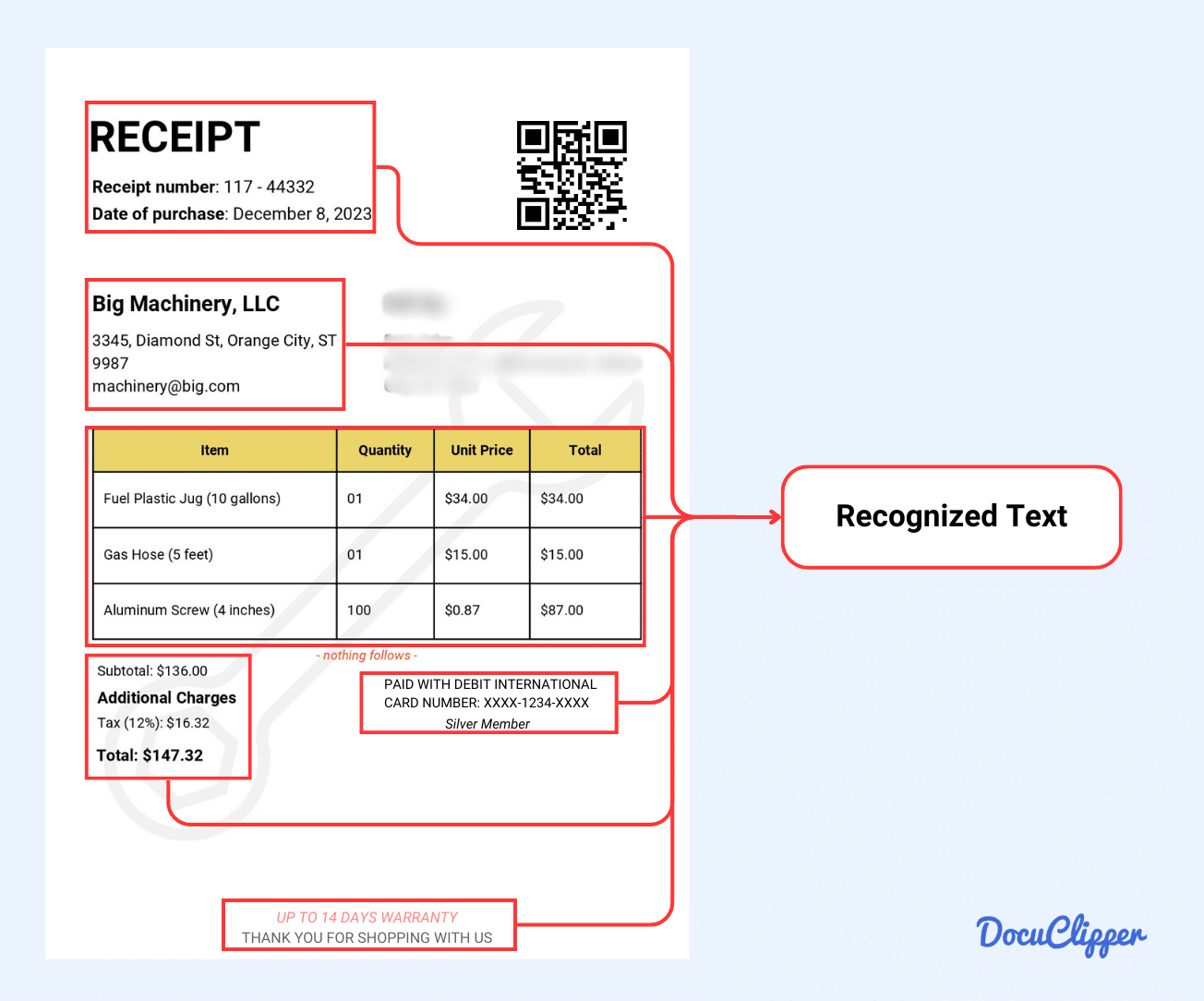 Invoice Text Recognition and Extraction