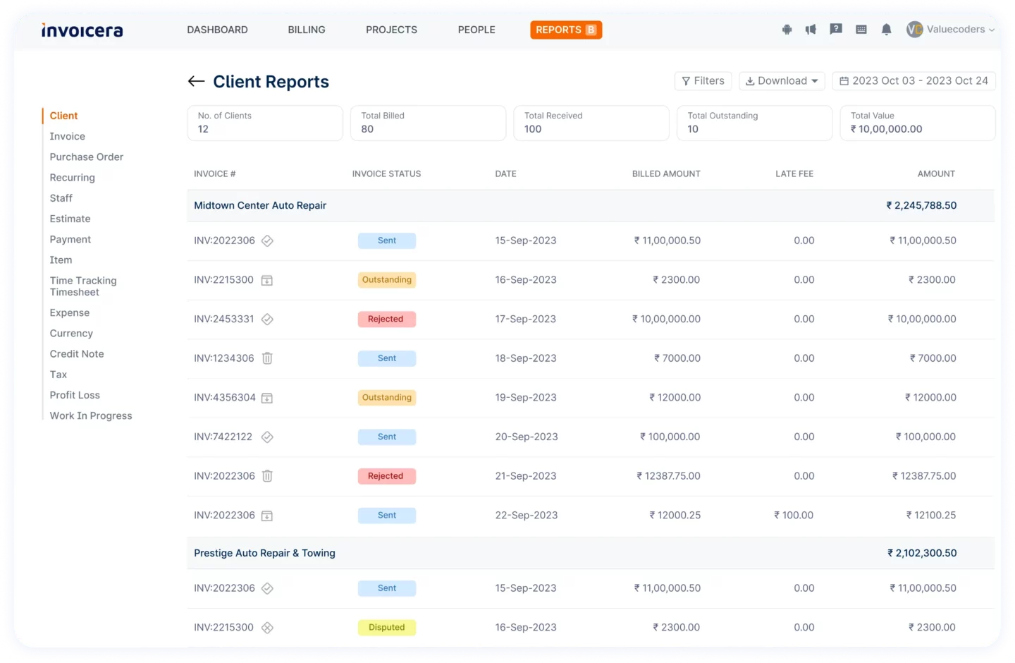 Invoicera interface