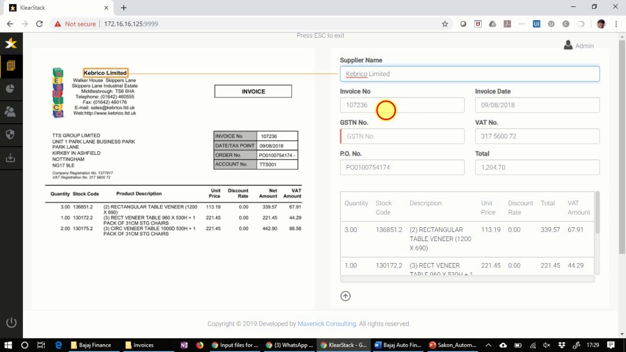 KlearStack Interface