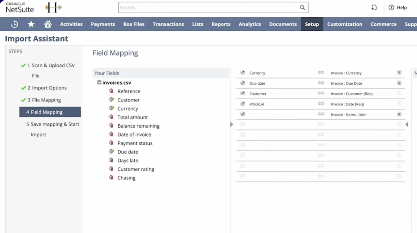 Map CSV Fields to NetSuite Fields