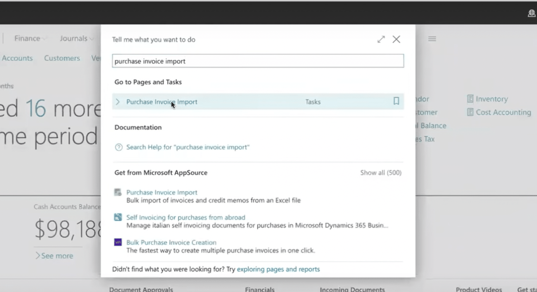 Open the Purchase Invoice Import Tool in Dynamics 365 Business Central