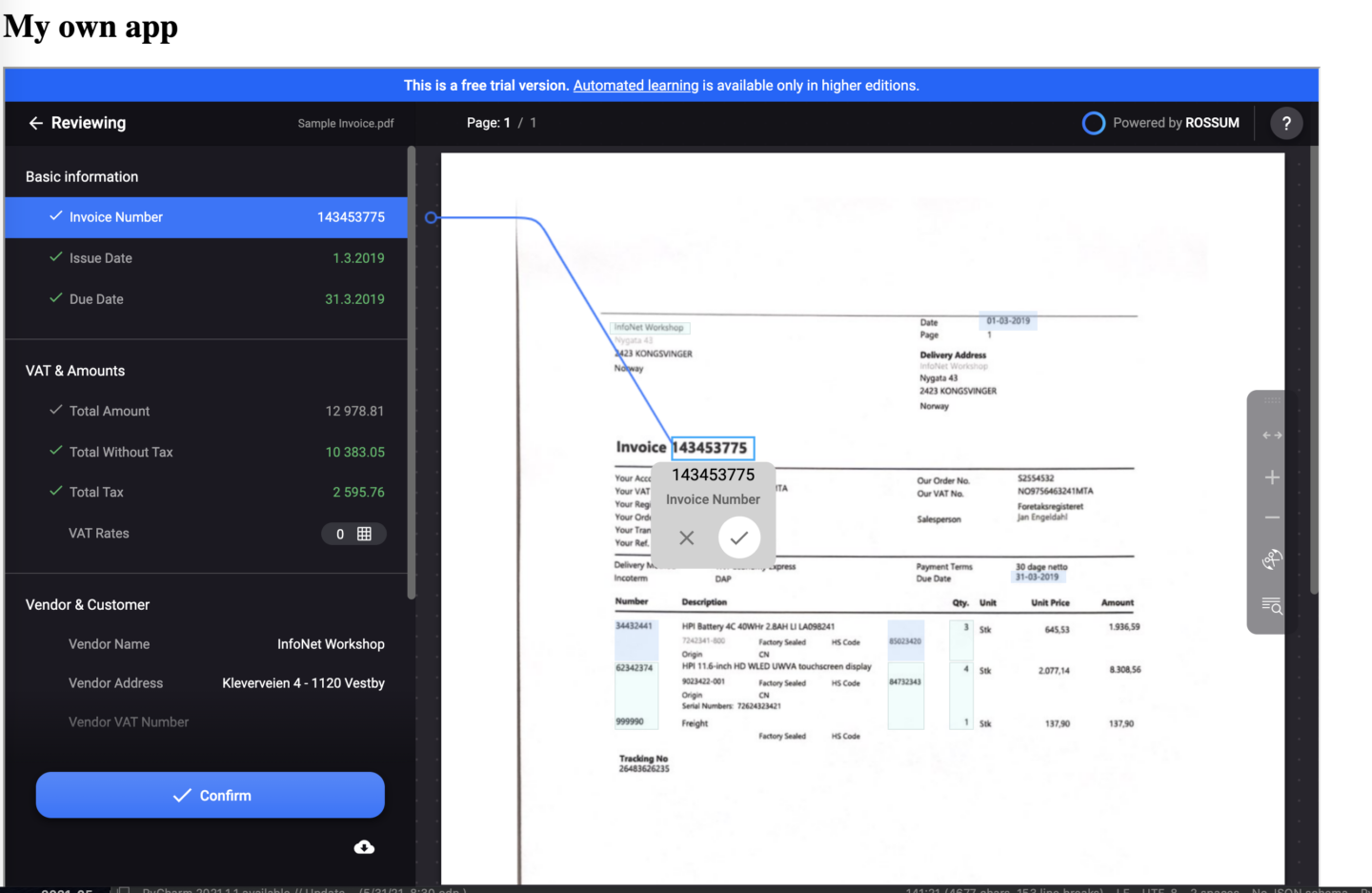 Rossum Interface