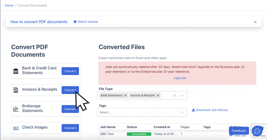 Select Invoice in DocuClipper