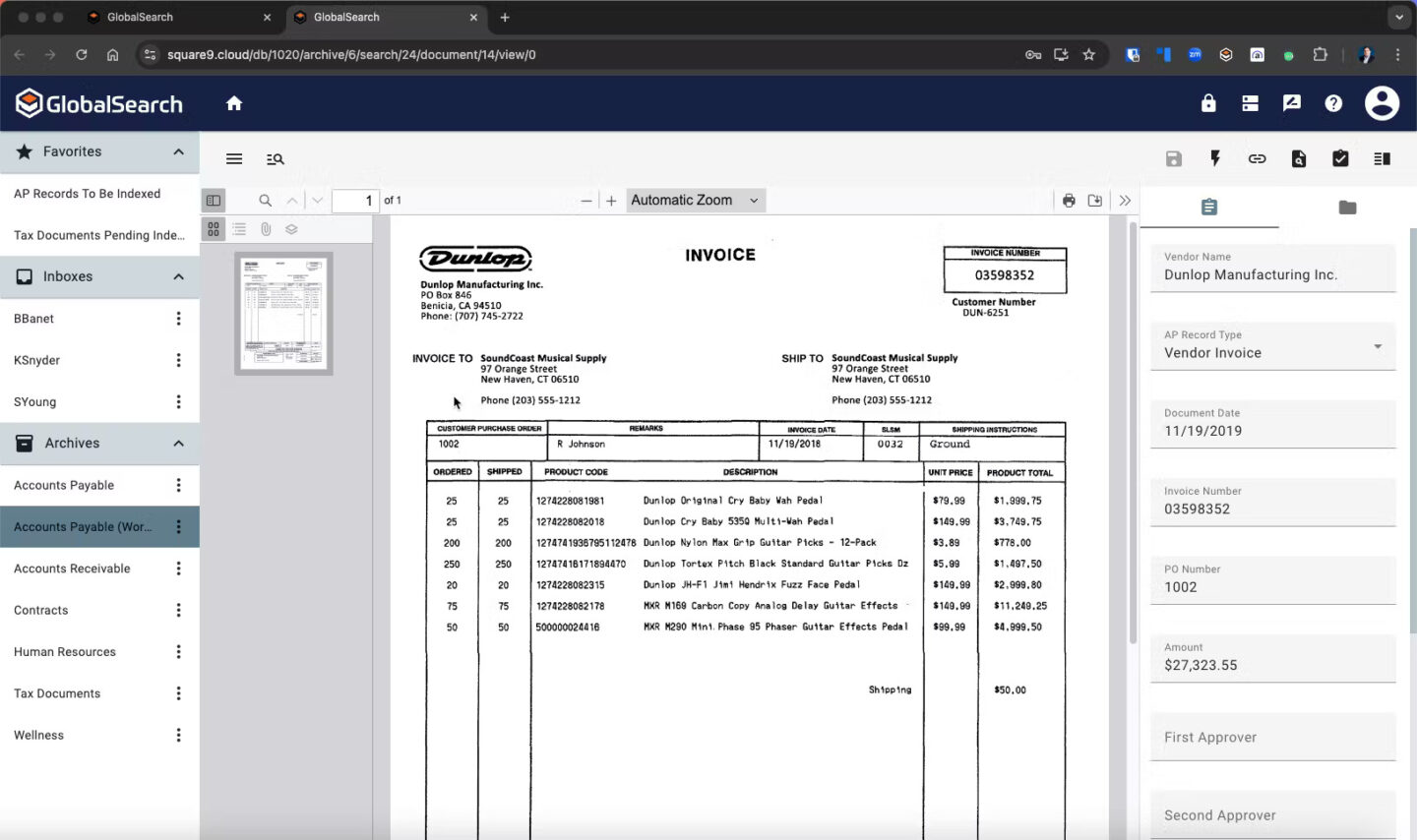 Square 9 interface