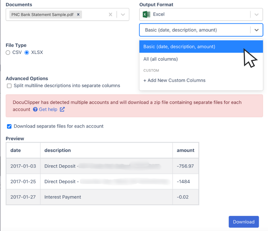 Configure the Output Format