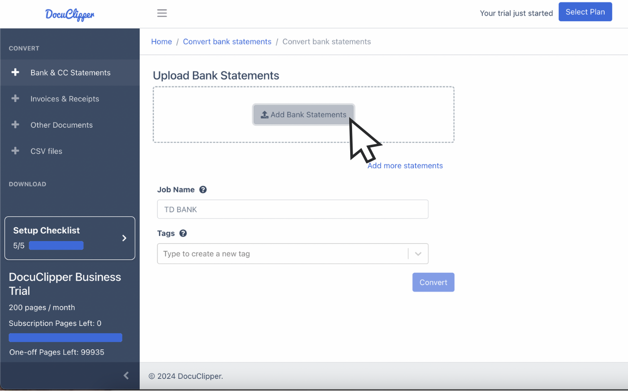 Upload Bank Statement