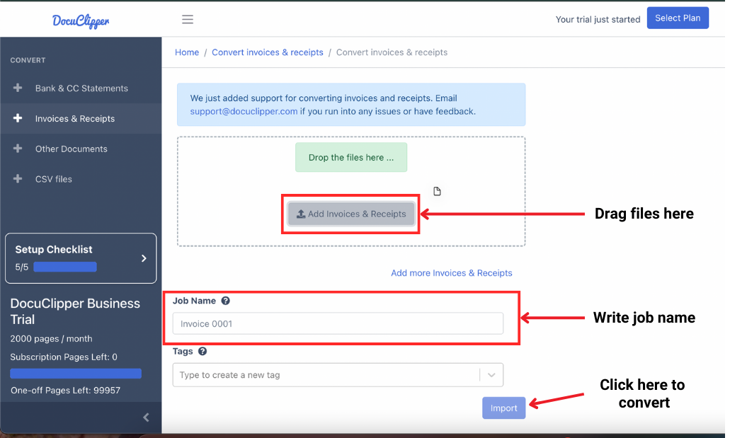 Upload Your PDF or Image Invoices or Receipts