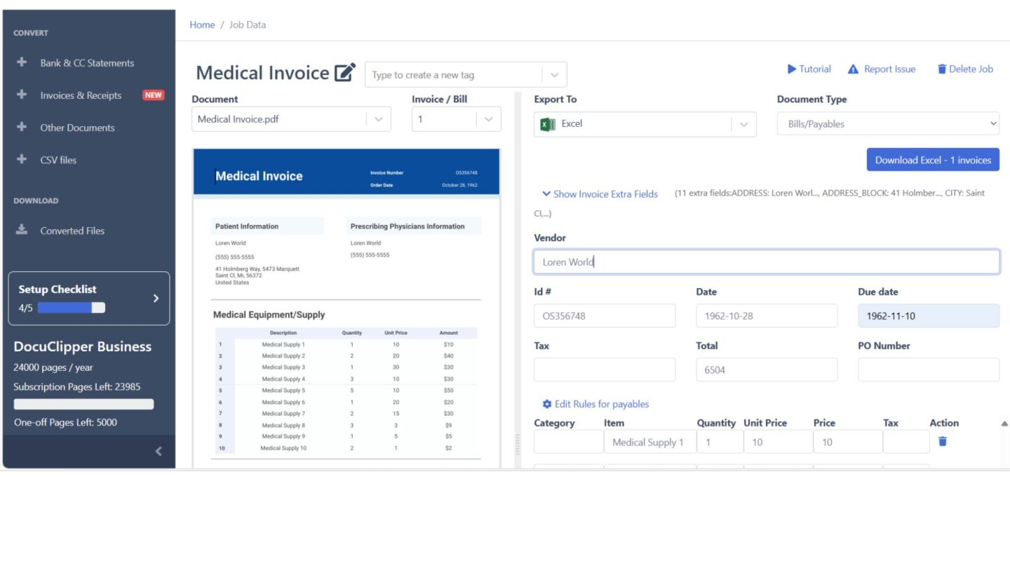 check invoice data extraction