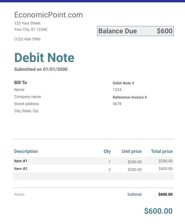 debit invoice