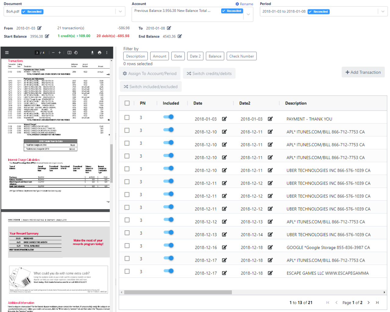 docuclipper automatic credit card statement data extraction