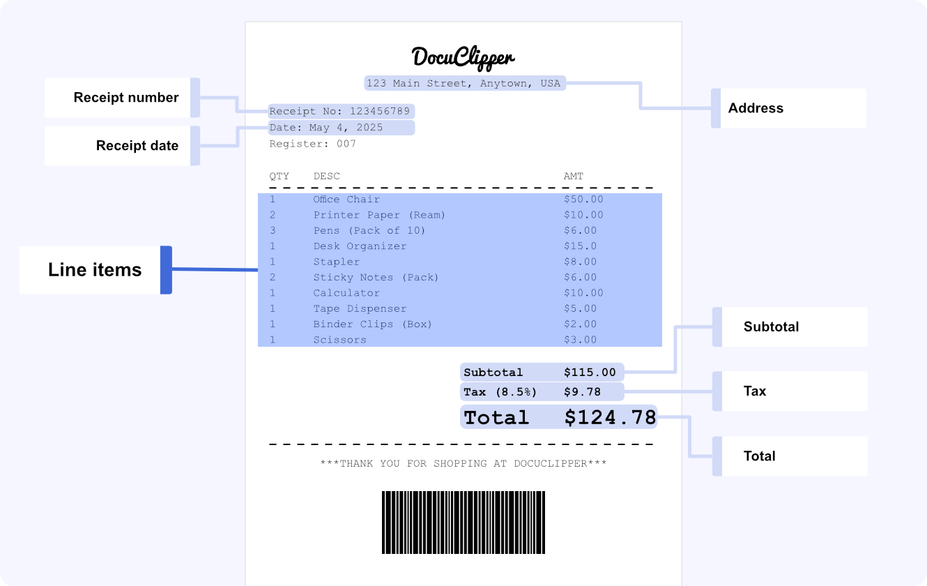 docuclipper receipt ocr api accurate receipt data extraction