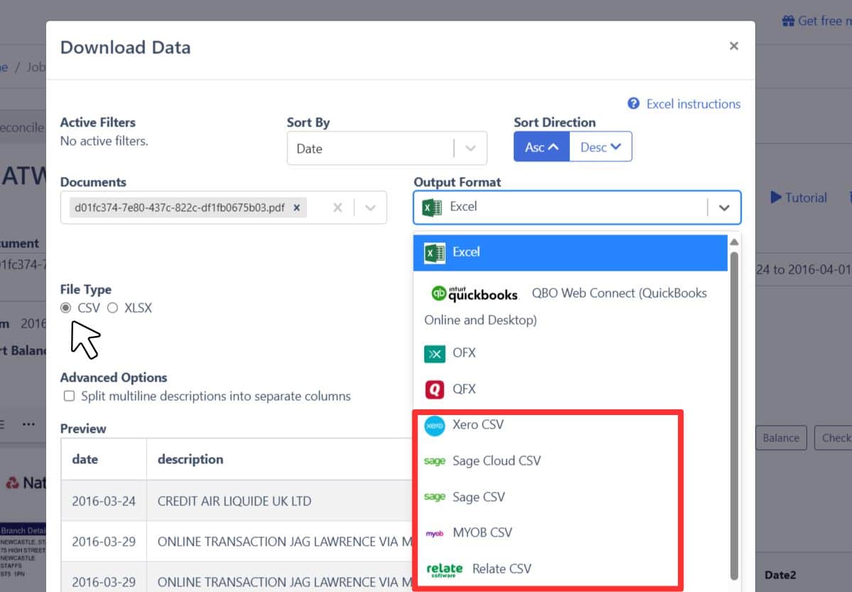 download Natwest data to CSV