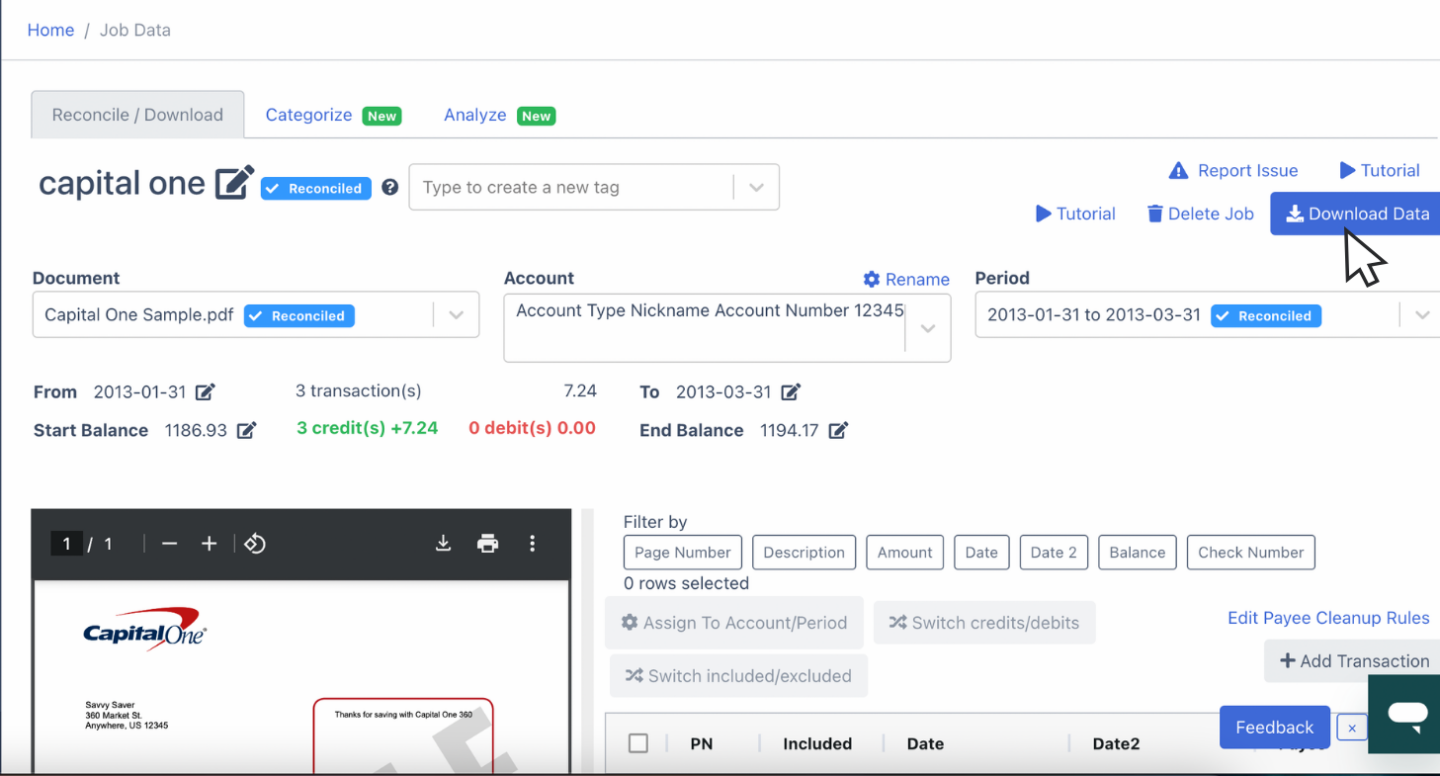 download capital one bank statement data