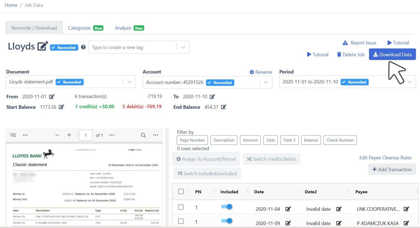 download lloyd bank data