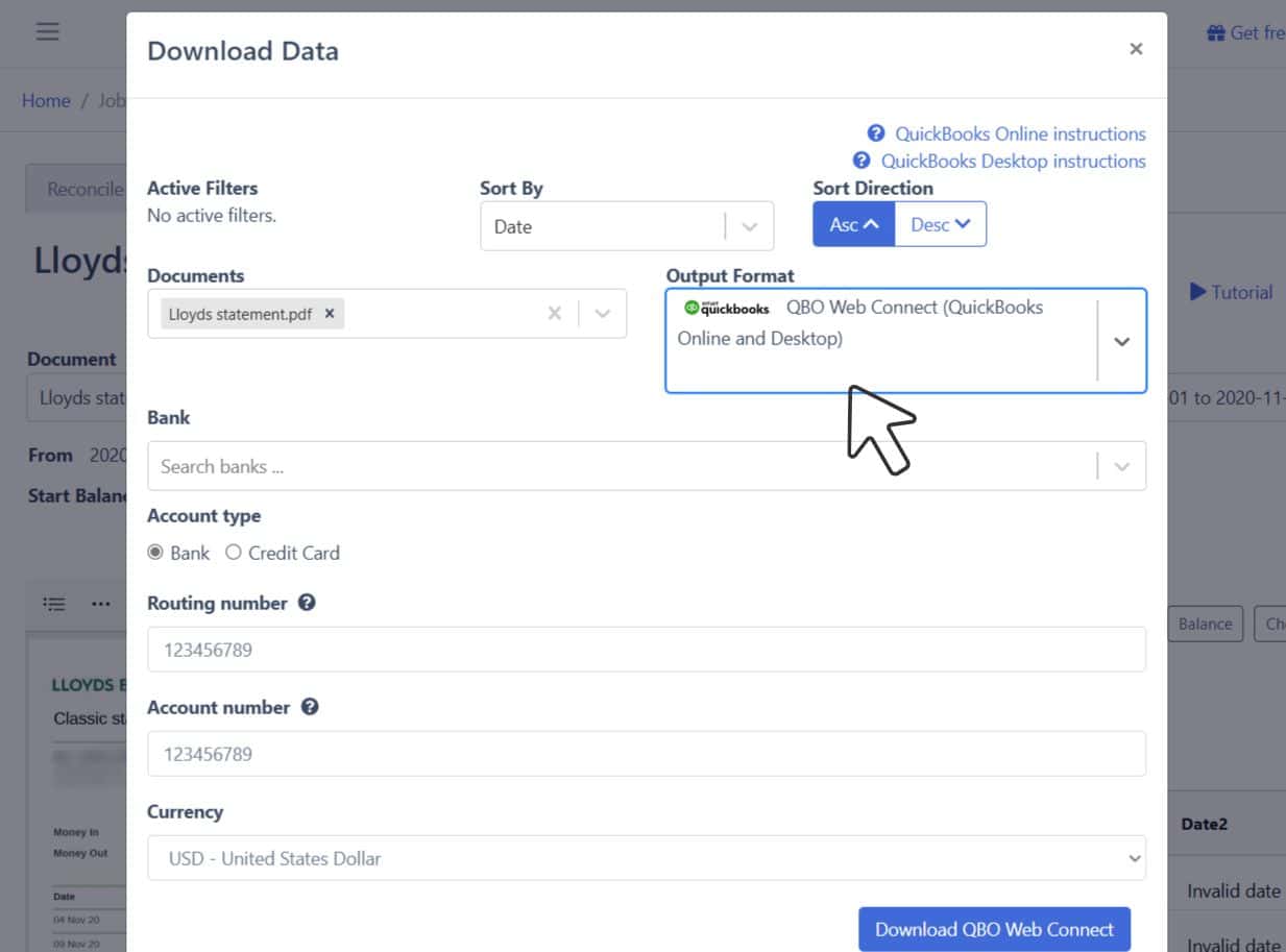 download lloyd data to QBO