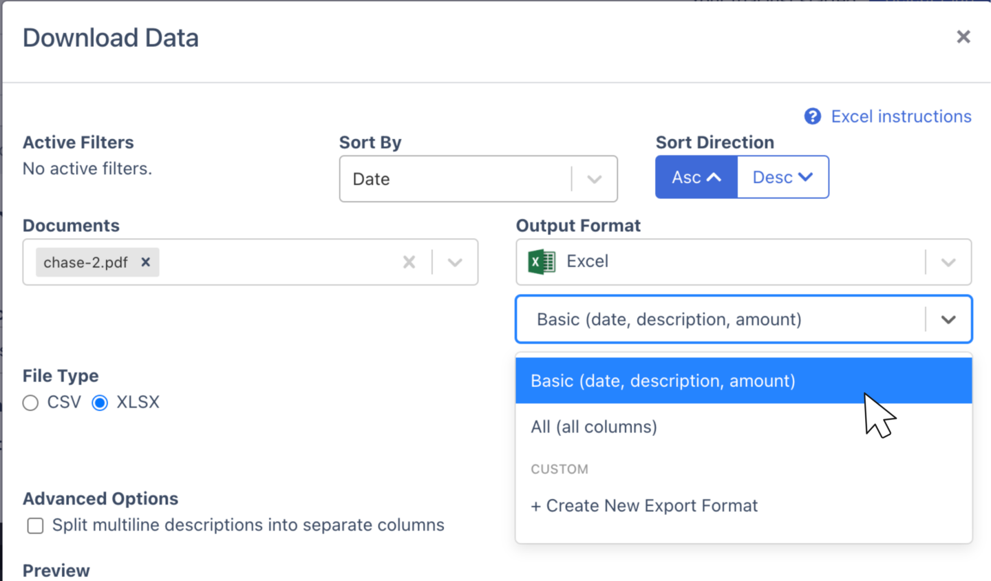 edit headings and format of financial statement spreadsheet