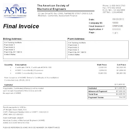 final invoice