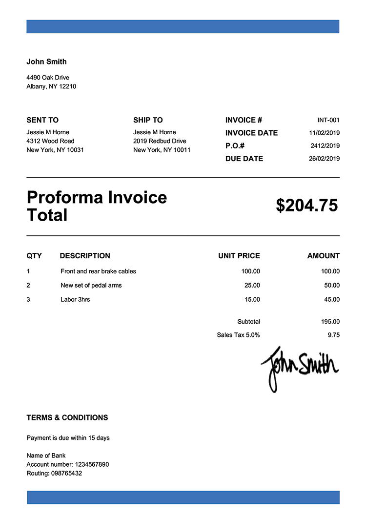 proforma invoice