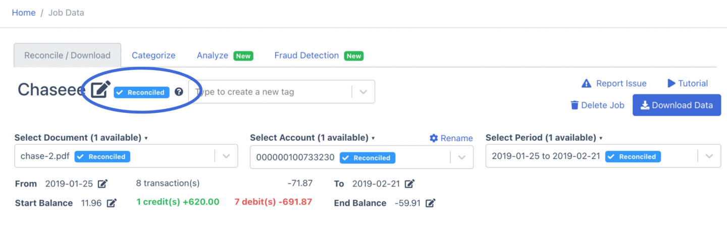 reconciled financial statement