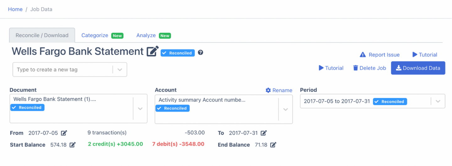 reconciled wells fargo bank statement