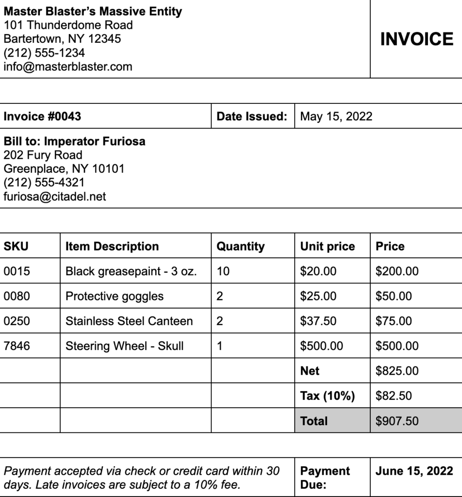 sales invoice