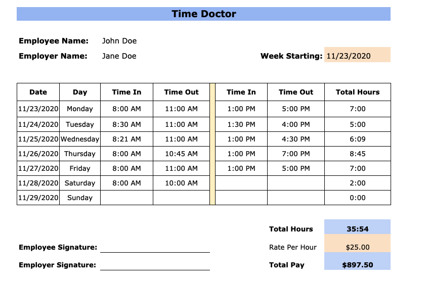 timesheet invoice