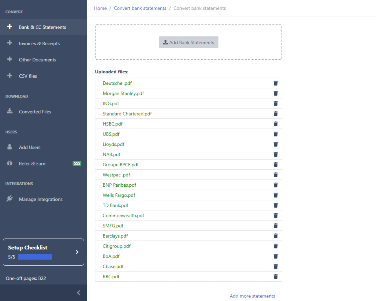 upload bank statements to bank statement converter